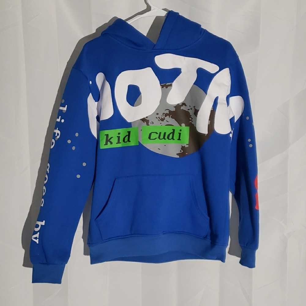 Kid Cudi Man on the moon hoodie size Medium blue